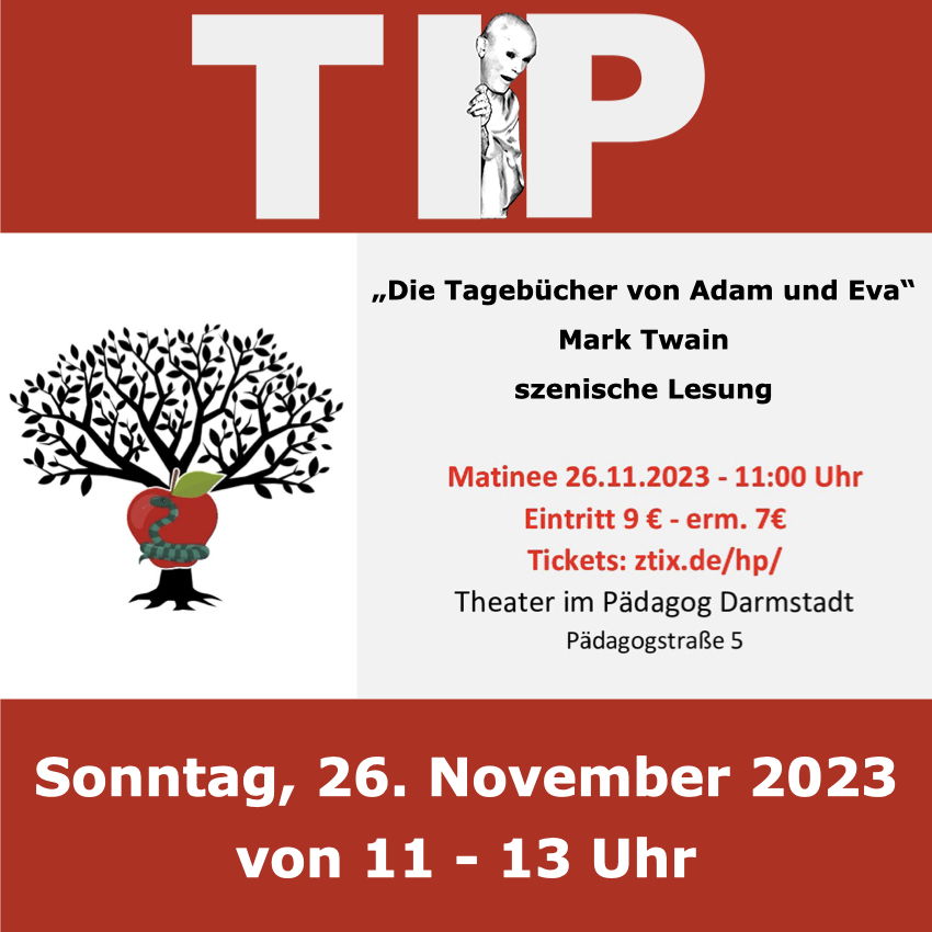 Szenische Lesung Mark Twain Tip Theater Darmstadt